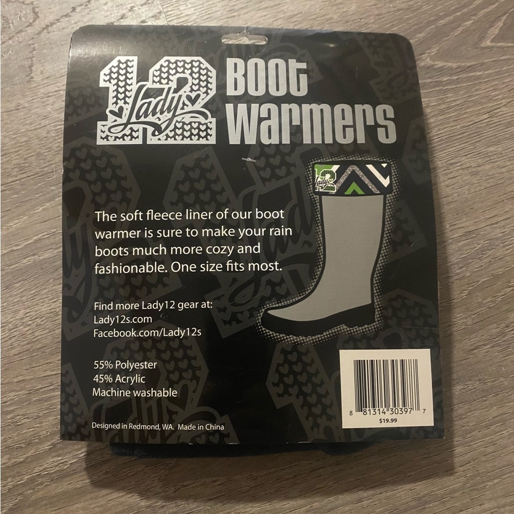 Seattle Seahawks Lady 12 Boot Warmers Cuff Socks Topper NWT Green Blue - Picture 3 of 3